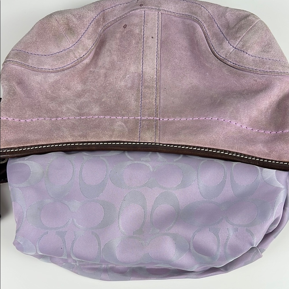 Coach Y2K Suede Pastel Lavender Pink Mini Small Hobo Shoulder Bag 9658 - Picture 13 of 16